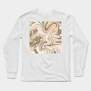 Liquid art, abstract art. Green, white, beige colors. Long Sleeve T-Shirt